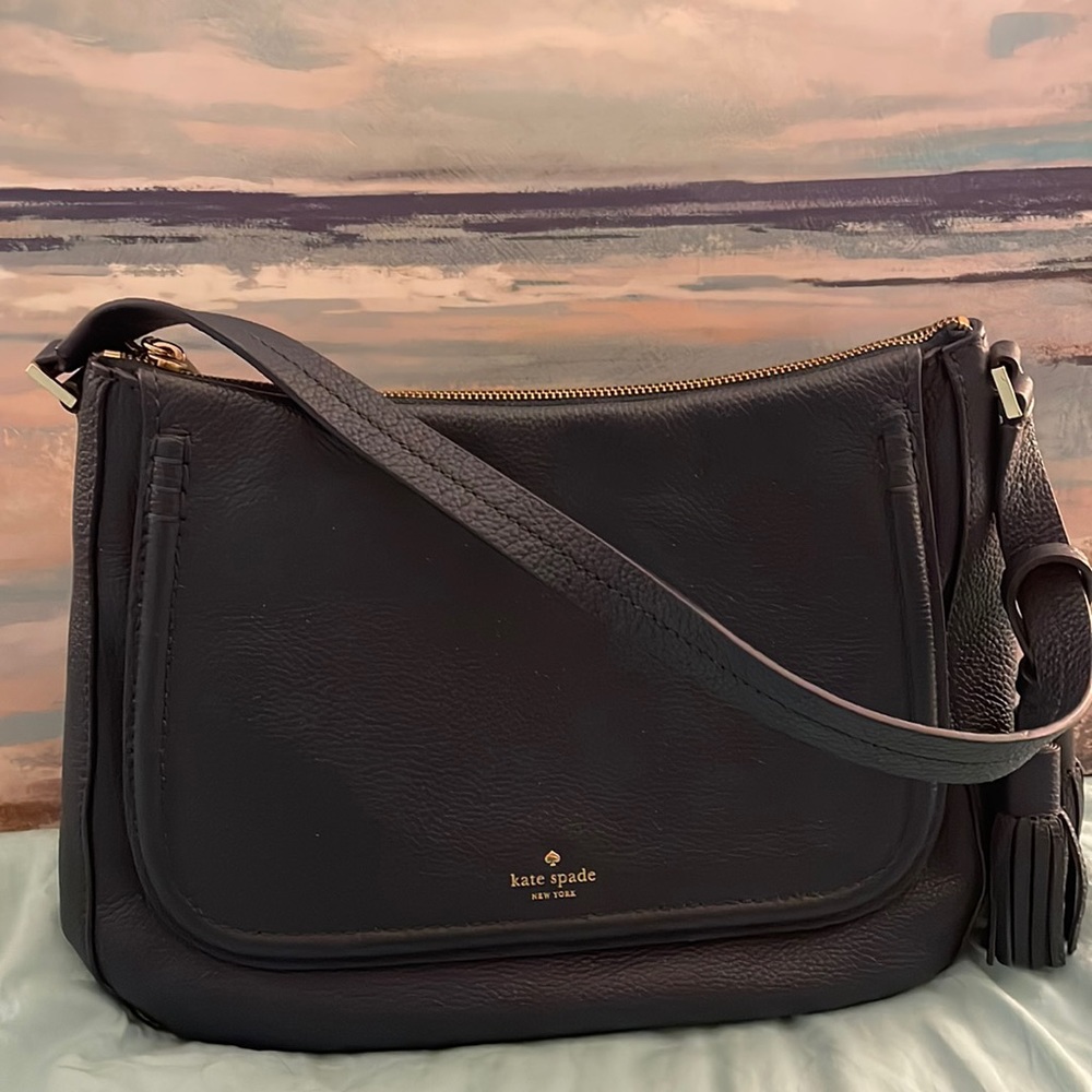 Kate Spade Orchard Street Treana Inkwell Navy Blue Shoulder Bag with Tassel